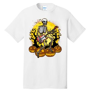 Funny Halloween Rocker Skeleton Rock With Electric Guitar Tall T-Shirt