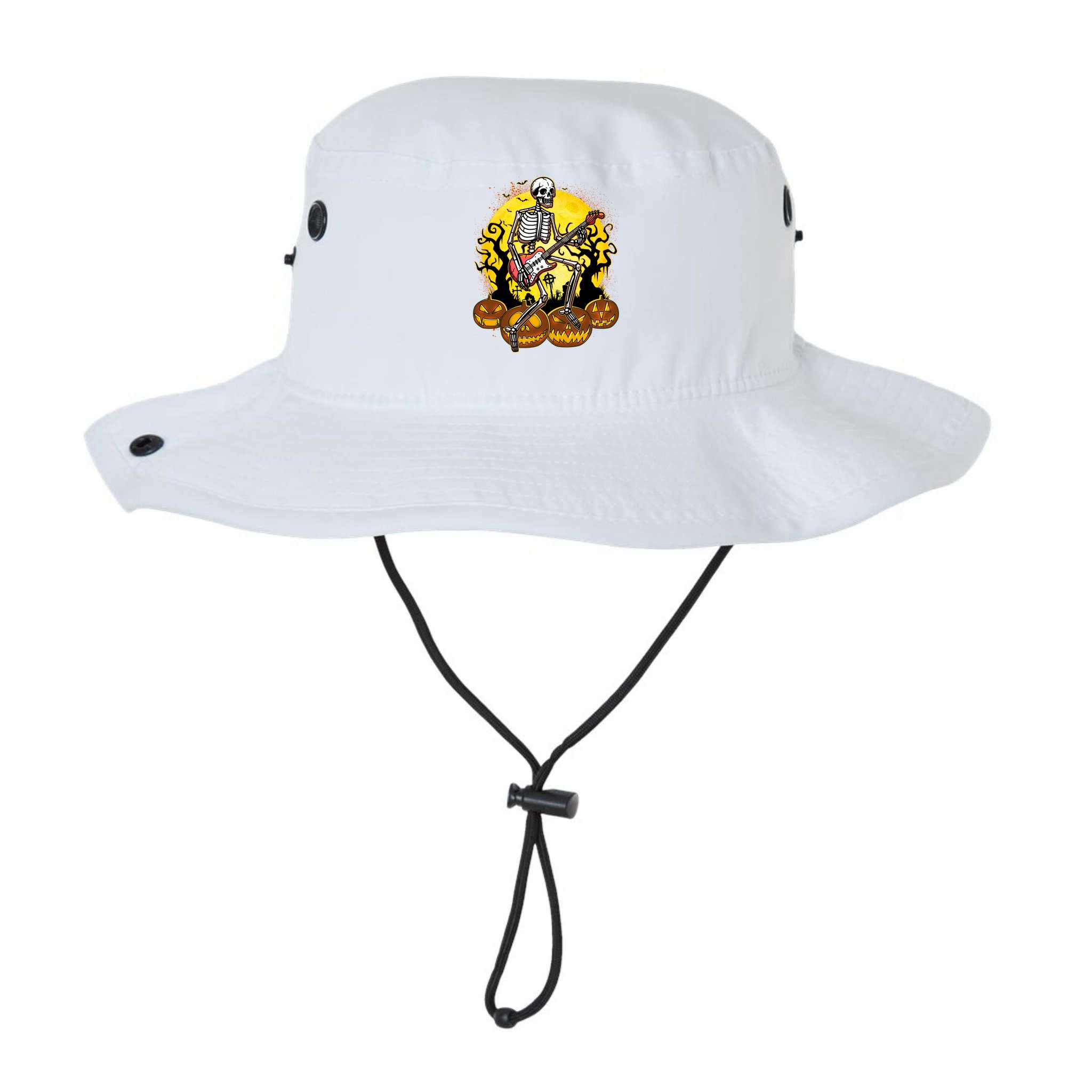 Funny Halloween Rocker Skeleton Rock With Electric Guitar Bucket Hat