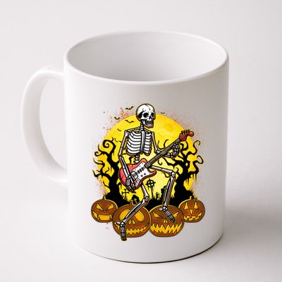 Funny Halloween Rocker Skeleton Rock With Electric Guitar Mug