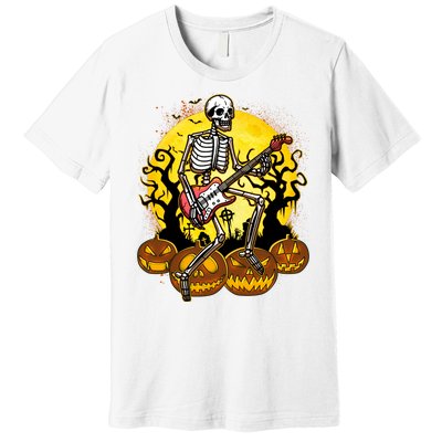 Funny Halloween Rocker Skeleton Rock With Electric Guitar Premium T-Shirt