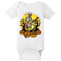 Funny Halloween Rocker Skeleton Rock With Electric Guitar Baby Bodysuit