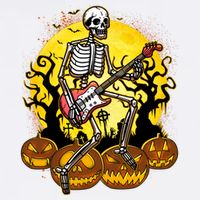 Funny Halloween Rocker Skeleton Rock With Electric Guitar Baby Bodysuit