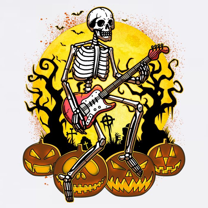 Funny Halloween Rocker Skeleton Rock With Electric Guitar Baby Bodysuit