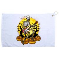 Funny Halloween Rocker Skeleton Rock With Electric Guitar Grommeted Golf Towel