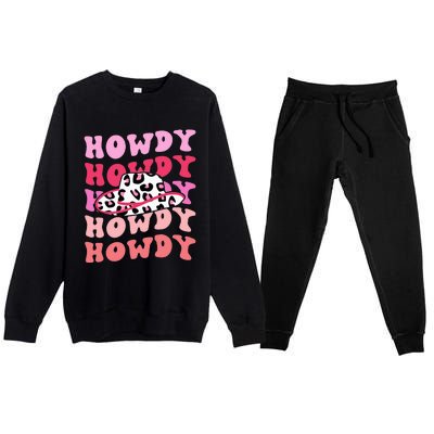 football howdy rodeo western hat sourn cowgirl  Premium Crewneck Sweatsuit Set