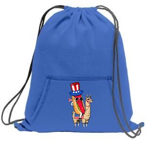 Funny Hotdog Riding Llama Sunglasses 4th Of July Llama Lover Gift Sweatshirt Cinch Pack Bag