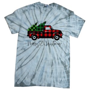 Festive Holiday Red Truck Delivering Christmas Trees Tie-Dye T-Shirt