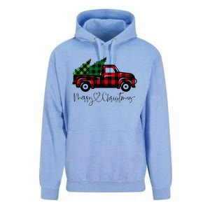 Festive Holiday Red Truck Delivering Christmas Trees Unisex Surf Hoodie