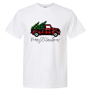 Festive Holiday Red Truck Delivering Christmas Trees Garment-Dyed Heavyweight T-Shirt