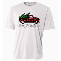 Festive Holiday Red Truck Delivering Christmas Trees Cooling Performance Crew T-Shirt