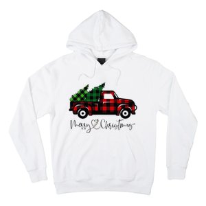 Festive Holiday Red Truck Delivering Christmas Trees Hoodie