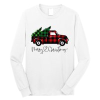 Festive Holiday Red Truck Delivering Christmas Trees Long Sleeve Shirt