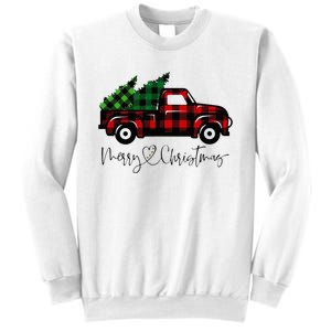 Festive Holiday Red Truck Delivering Christmas Trees Sweatshirt