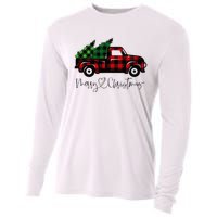 Festive Holiday Red Truck Delivering Christmas Trees Cooling Performance Long Sleeve Crew