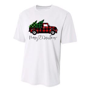 Festive Holiday Red Truck Delivering Christmas Trees Performance Sprint T-Shirt