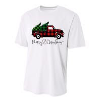 Festive Holiday Red Truck Delivering Christmas Trees Performance Sprint T-Shirt