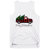 Festive Holiday Red Truck Delivering Christmas Trees Tank Top