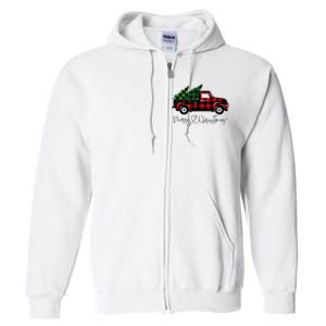 Festive Holiday Red Truck Delivering Christmas Trees Full Zip Hoodie