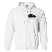 Festive Holiday Red Truck Delivering Christmas Trees Full Zip Hoodie