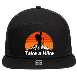 Funny Hiking, Social Distancing, Spend Time Hiking, Nature, Hike, Camping, Outsi 7 Panel Mesh Trucker Snapback Hat