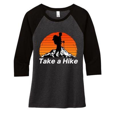 Funny Hiking, Social Distancing, Spend Time Hiking, Nature, Hike, Camping, Outsi Women's Tri-Blend 3/4-Sleeve Raglan Shirt