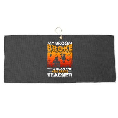 Funny Halloween School Teacher Costume 4Th Grade Teacher Great Gift Large Microfiber Waffle Golf Towel