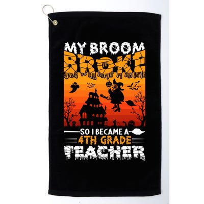 Funny Halloween School Teacher Costume 4Th Grade Teacher Great Gift Platinum Collection Golf Towel