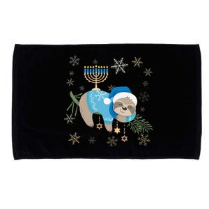 Funny Hanukkah Sloth Jewish Chanukah Sleeping Microfiber Hand Towel