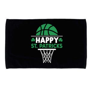 Funny Happy St Patricks Day Shamrock Basketball Meaningful Gift Microfiber Hand Towel