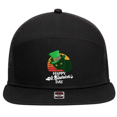 Funny Happy St CatrickS Day 80S St Patricks Cat Retro 7 Panel Mesh Trucker Snapback Hat