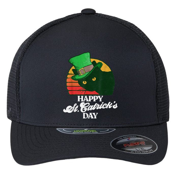 Funny Happy St CatrickS Day 80S St Patricks Cat Retro Flexfit Unipanel Trucker Cap