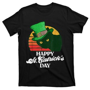 Funny Happy St CatrickS Day 80S St Patricks Cat Retro T-Shirt