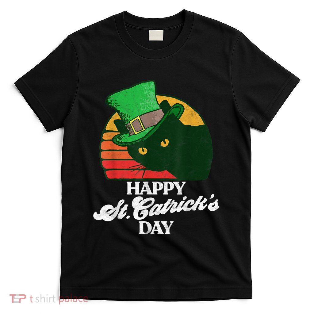 Funny Happy St CatrickS Day 80S St Patricks Cat Retro T-Shirt