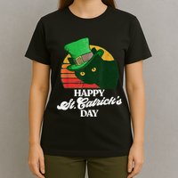 Funny Happy St CatrickS Day 80S St Patricks Cat Retro T-Shirt