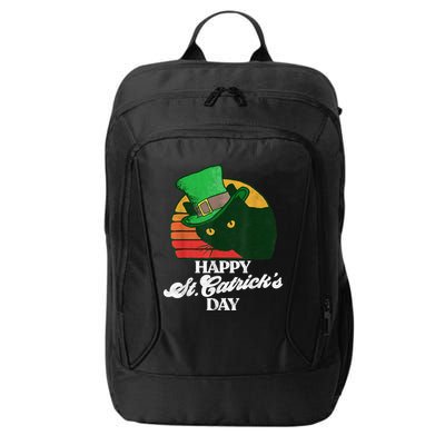 Funny Happy St CatrickS Day 80S St Patricks Cat Retro City Backpack