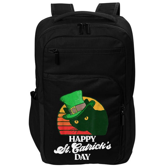 Funny Happy St CatrickS Day 80S St Patricks Cat Retro Impact Tech Backpack