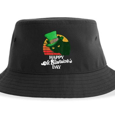 Funny Happy St CatrickS Day 80S St Patricks Cat Retro Sustainable Bucket Hat