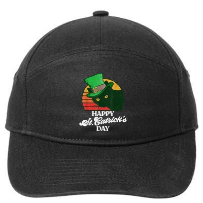 Funny Happy St CatrickS Day 80S St Patricks Cat Retro 7-Panel Snapback Hat
