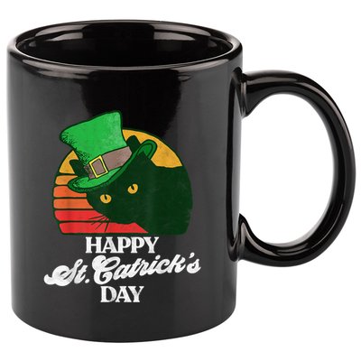 Funny Happy St CatrickS Day 80S St Patricks Cat Retro 11oz C Handle Ceramic Mug