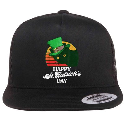 Funny Happy St CatrickS Day 80S St Patricks Cat Retro Flatbill Hat