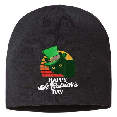 Funny Happy St CatrickS Day 80S St Patricks Cat Retro Sustainable Beanie