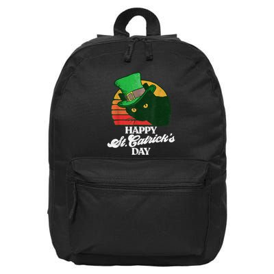Funny Happy St CatrickS Day 80S St Patricks Cat Retro 16 in Basic Backpack
