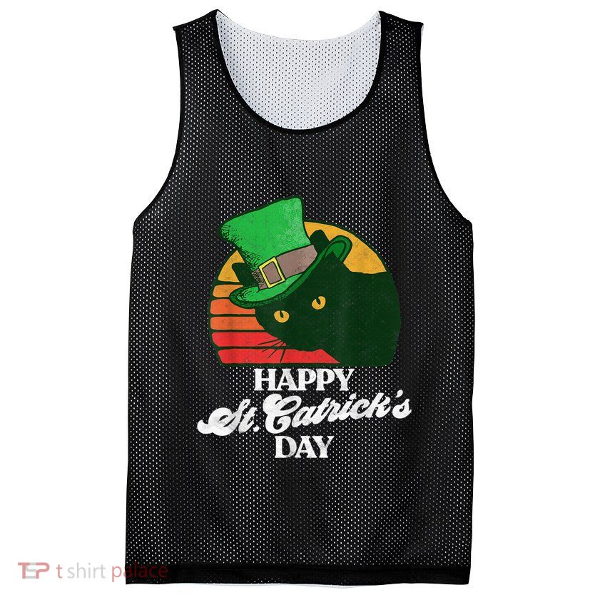 Funny Happy St CatrickS Day 80S St Patricks Cat Retro Mesh Reversible Basketball Jersey Tank