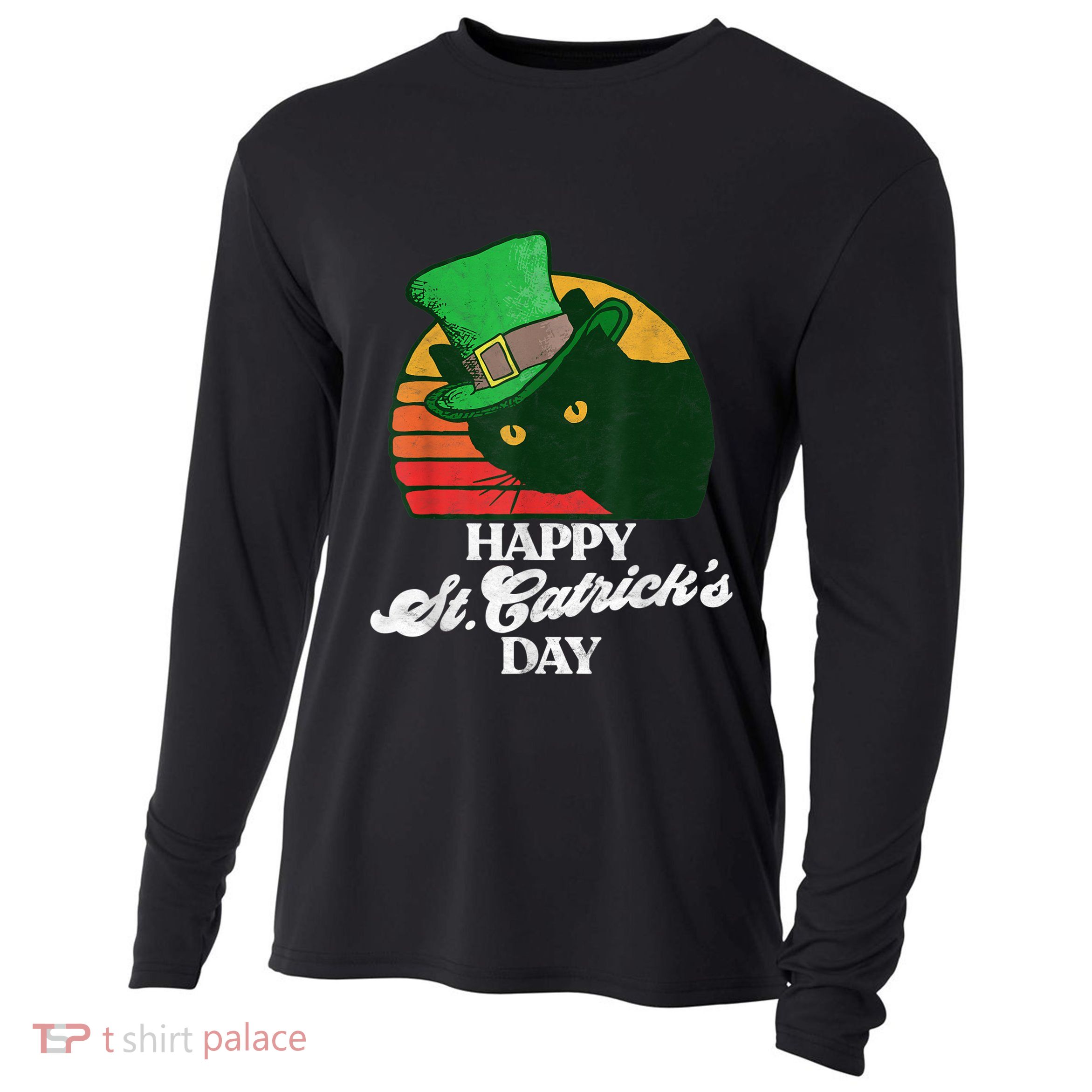 Funny Happy St CatrickS Day 80S St Patricks Cat Retro Cooling Performance Long Sleeve Crew
