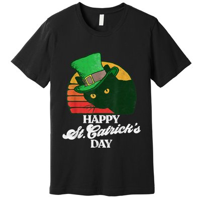 Funny Happy St CatrickS Day 80S St Patricks Cat Retro Premium T-Shirt