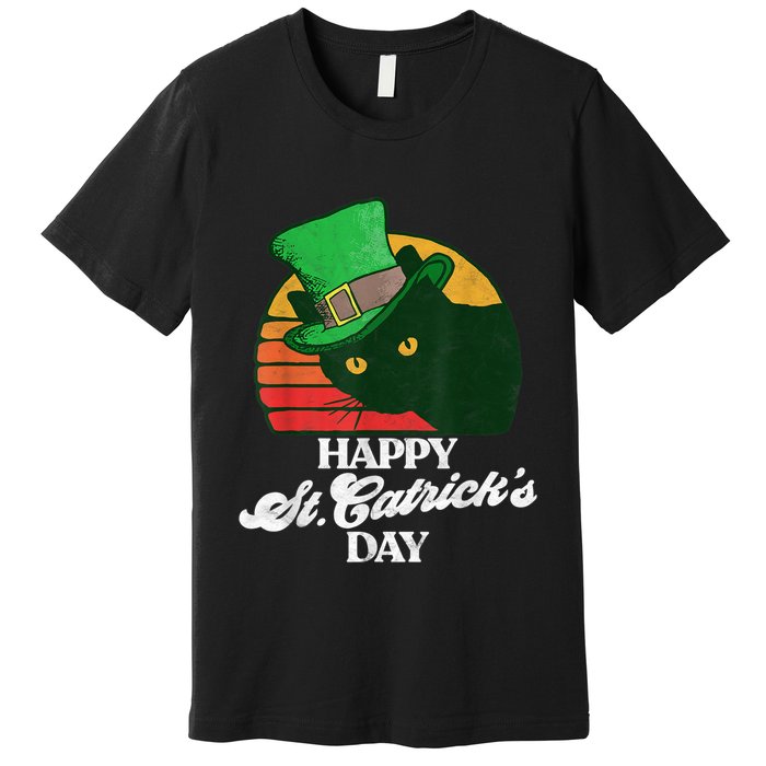 Funny Happy St CatrickS Day 80S St Patricks Cat Retro Premium T-Shirt