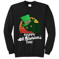 Funny Happy St CatrickS Day 80S St Patricks Cat Retro Tall Sweatshirt