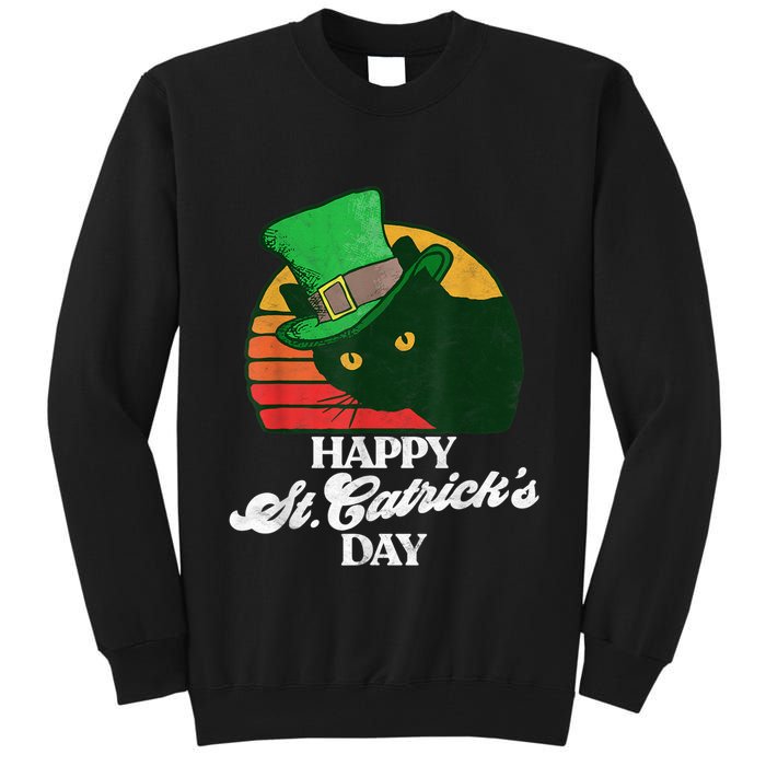 Funny Happy St CatrickS Day 80S St Patricks Cat Retro Tall Sweatshirt