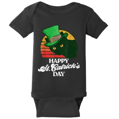 Funny Happy St CatrickS Day 80S St Patricks Cat Retro Baby Bodysuit