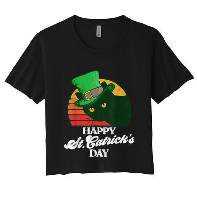 Funny Happy St CatrickS Day 80S St Patricks Cat Retro Crop Top